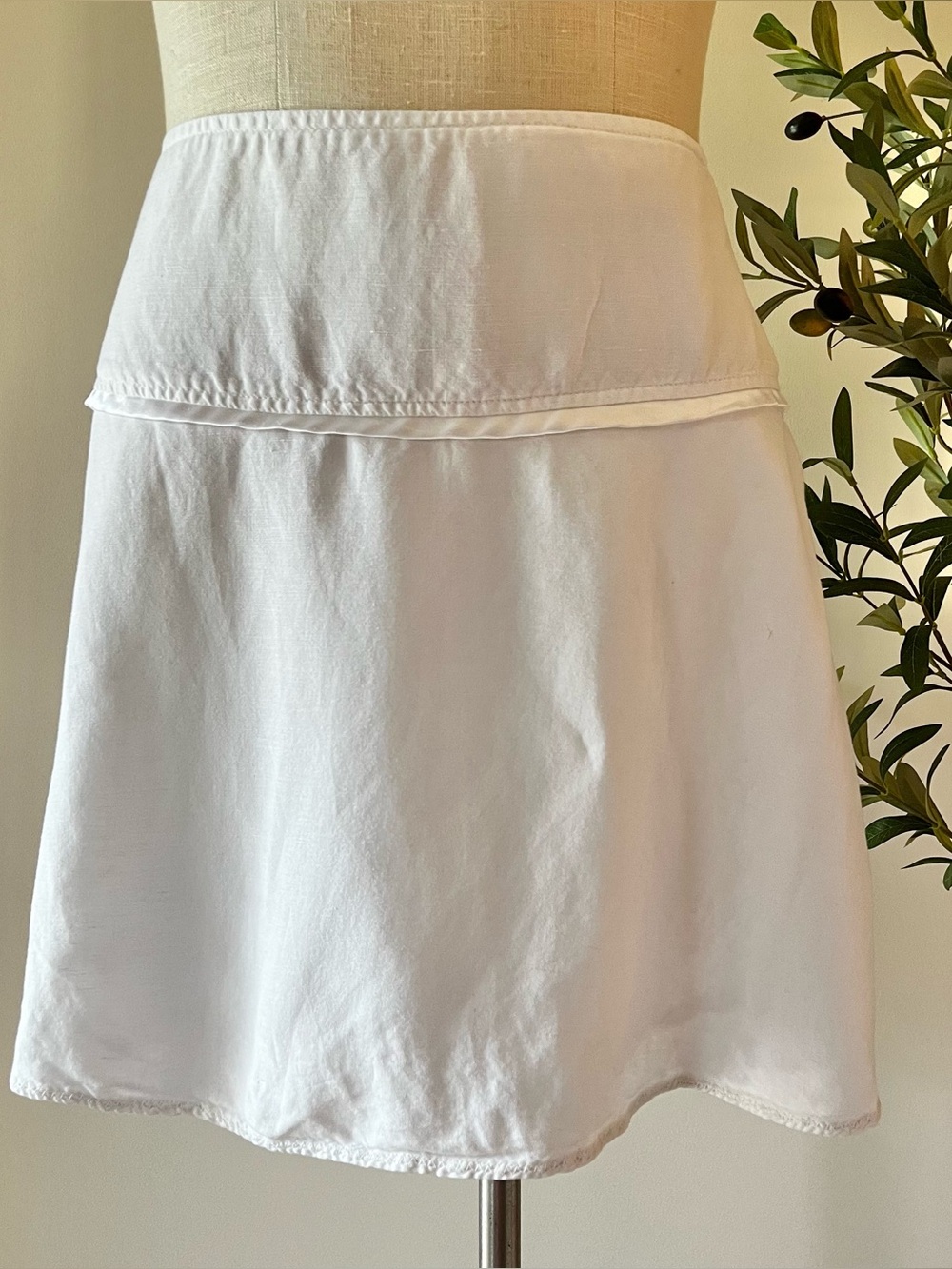 Linen blend White Women's A-Line Skirt